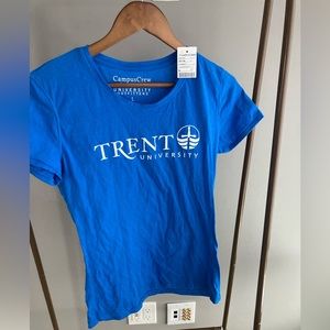 NWT royal blue fitted Trent University T-Shirt. Size L